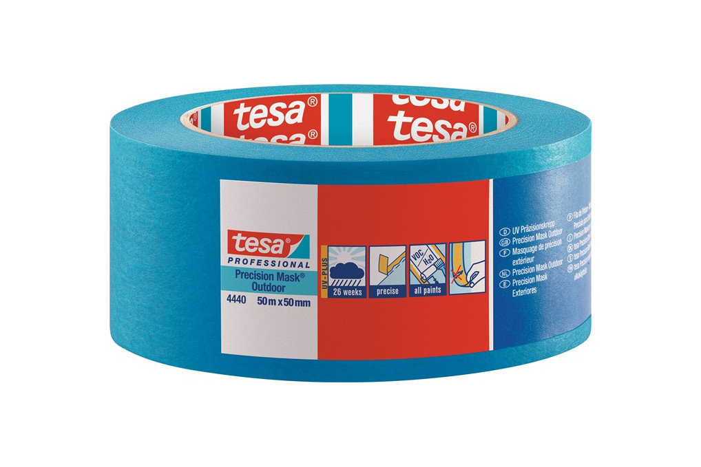 Präzisionskrepp 4440 Außen UV PLUS glatt blau L.50m B.50mm Rl.TESA
