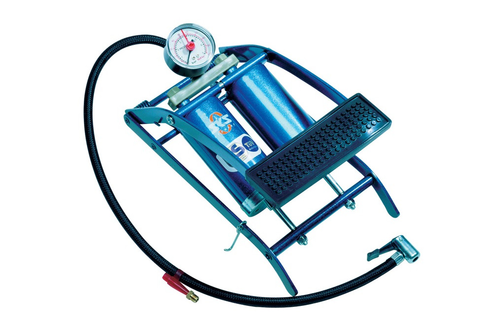 Fußluftpumpe 5bar Doppelzylinder m.Manometer