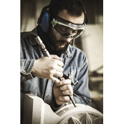 Vollsichtbrille 6x3 EN 166,EN 170 Rahmen gunmetallic grün,Scheibe klar PC UNIVET