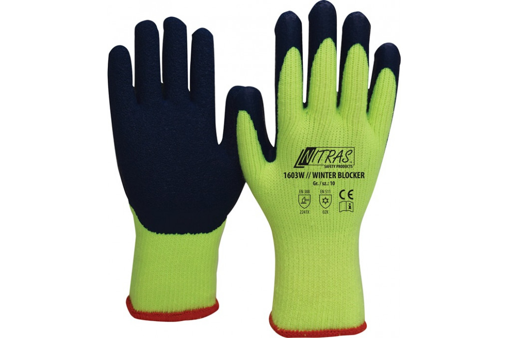 Kälteschutzhandschuhe Winter Blocker Gr.9 neongelb blau EN 388,EN 511 PSA II