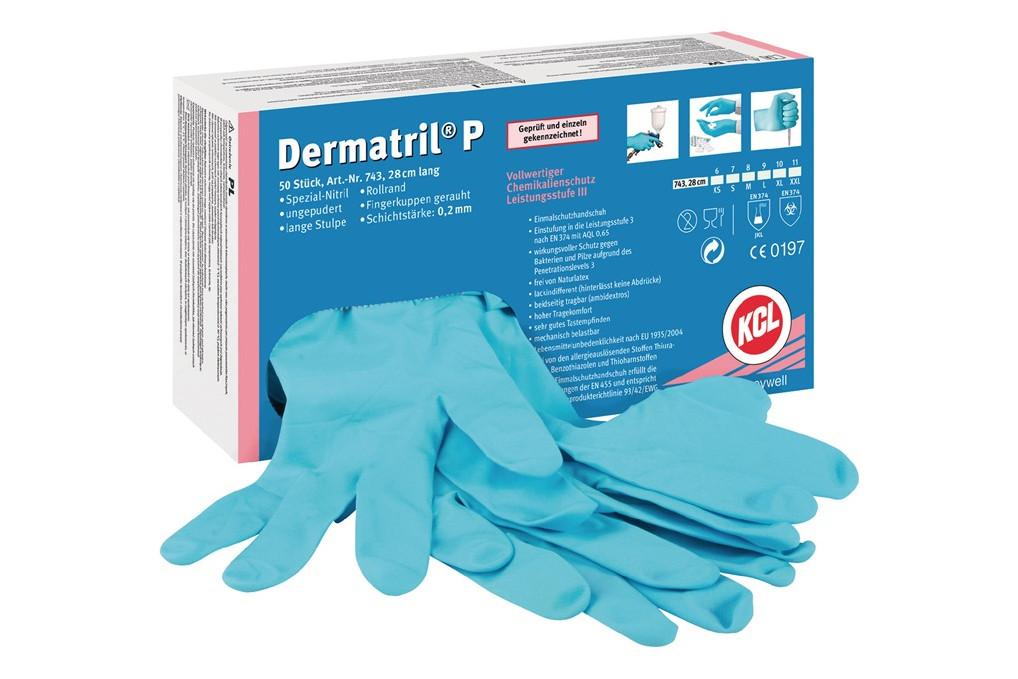Einw. Handsch.Dermatril P 743 Gr.9 blau Nitril 50 St. Box Einw. Handsch.Dermatril P 743 Gr.9 blau Nitril 50 St. Box