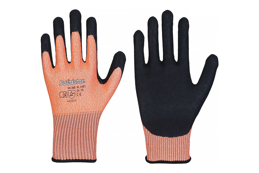 Schnittschutzhandschuhe Solidstar 1683 Gr.10 orange schwarz EN 388 PSA II 12 PA