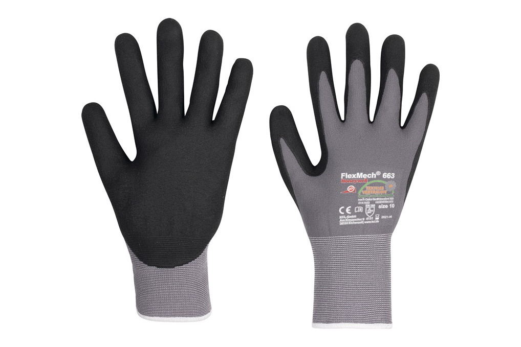 Handschuhe FlexMech 663 Gr.11 grau schwarz Nylon Elastan Nitrilschaum 10 PA Handschuhe FlexMech 663 Gr.11 grau schwarz Nylon Elastan Nitrilschaum 10 PA