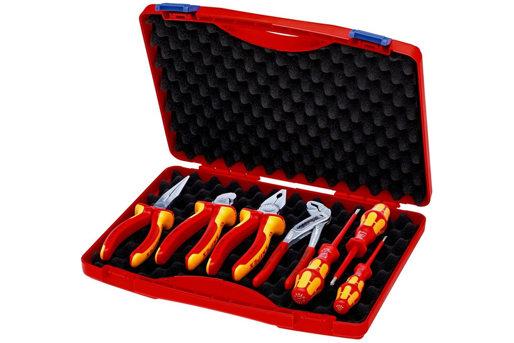 Zangen Werkzeugsatz 7 tlg.Mehrkomp. Hüllen Ku. Überzug Ku. Koffer VDE KNIPEX Zangen Werkzeugsatz 7 tlg.Mehrkomp. Hüllen Ku. Überzug Ku. Koffer VDE KNIPEX
