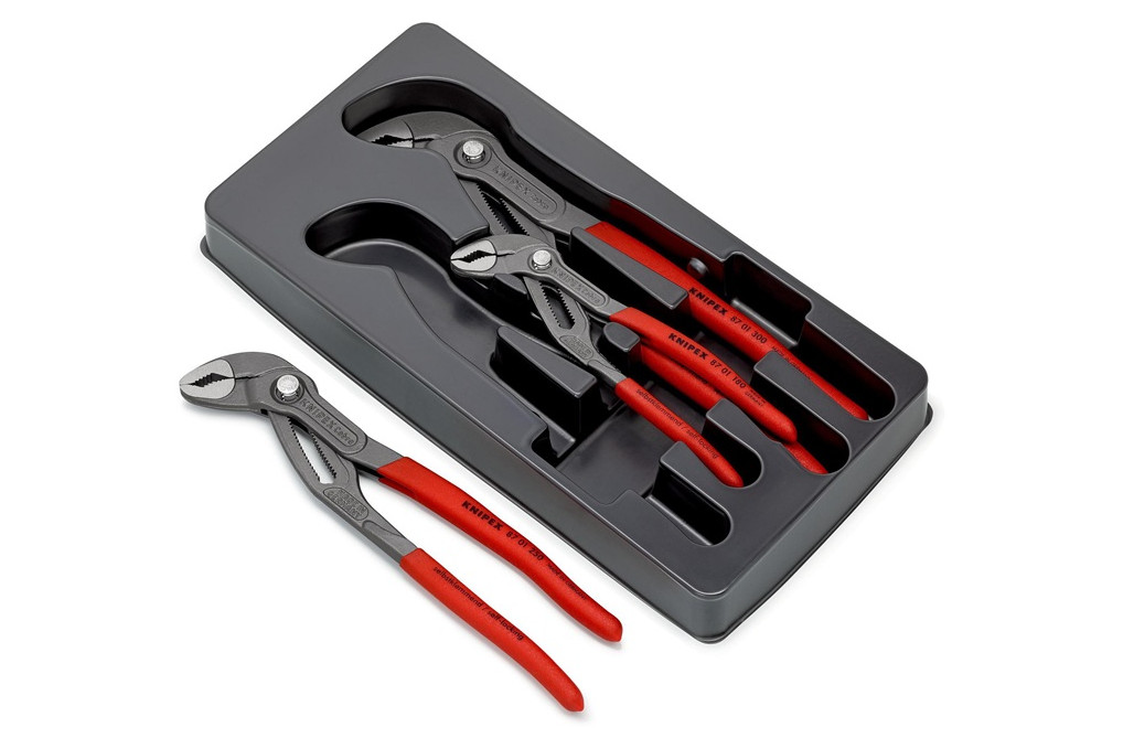 Zangensatz Cobra® Paket Inh.3tlg.grau atram.Kunststofftiefziehteil KNIPEX