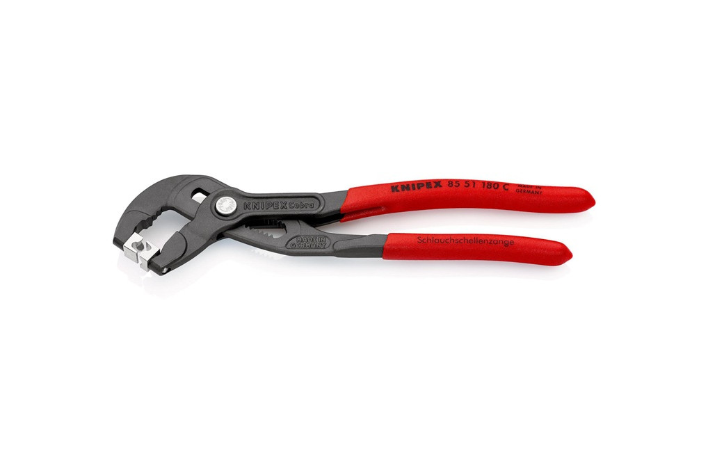 Schlauchschellenzange Gesamt L.180mm Kopf grau atram.Ku. Überzug KNIPEX