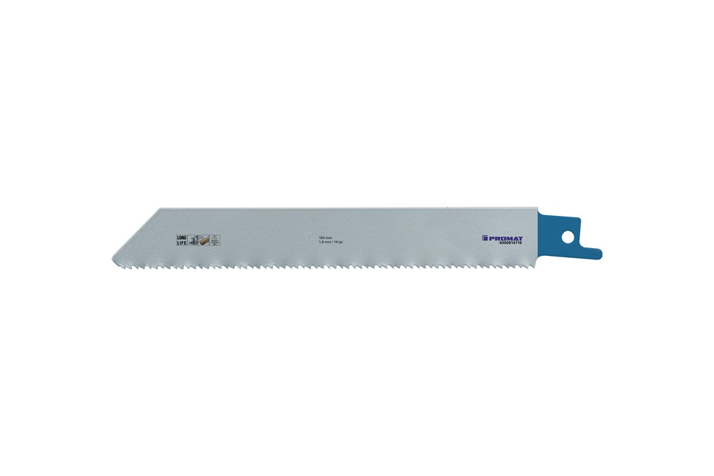 Säbelsägeblatt L.150mm B.19mm TPI 14 1,8mm 5 St. Karte Säbelsägeblatt L.150mm B.19mm TPI 14 1,8mm 5 St. Karte