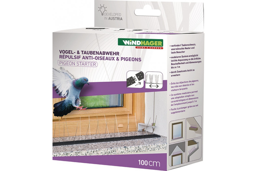 Vogel  u.Taubenabwehr Starter Set Schutz b.1 m,36 Spikes Ku.WINDHAGER