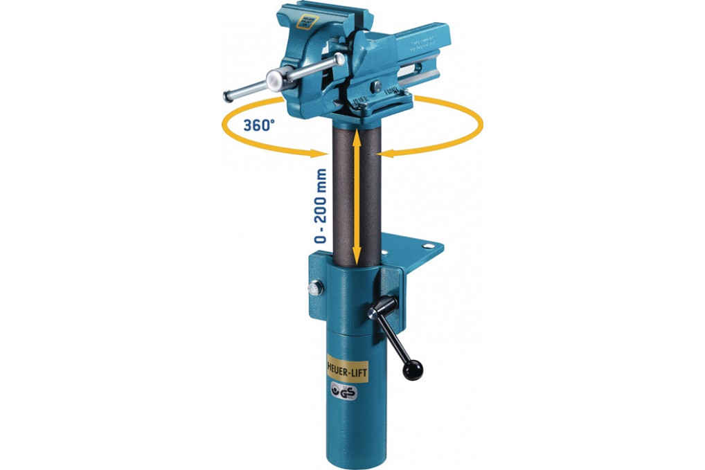 Höhenverstellgerät HEUER Lift f.Backen B.100mm um 360Grad drehb.HEUER Höhenverstellgerät HEUER Lift f.Backen B.100mm um 360Grad drehb.HEUER