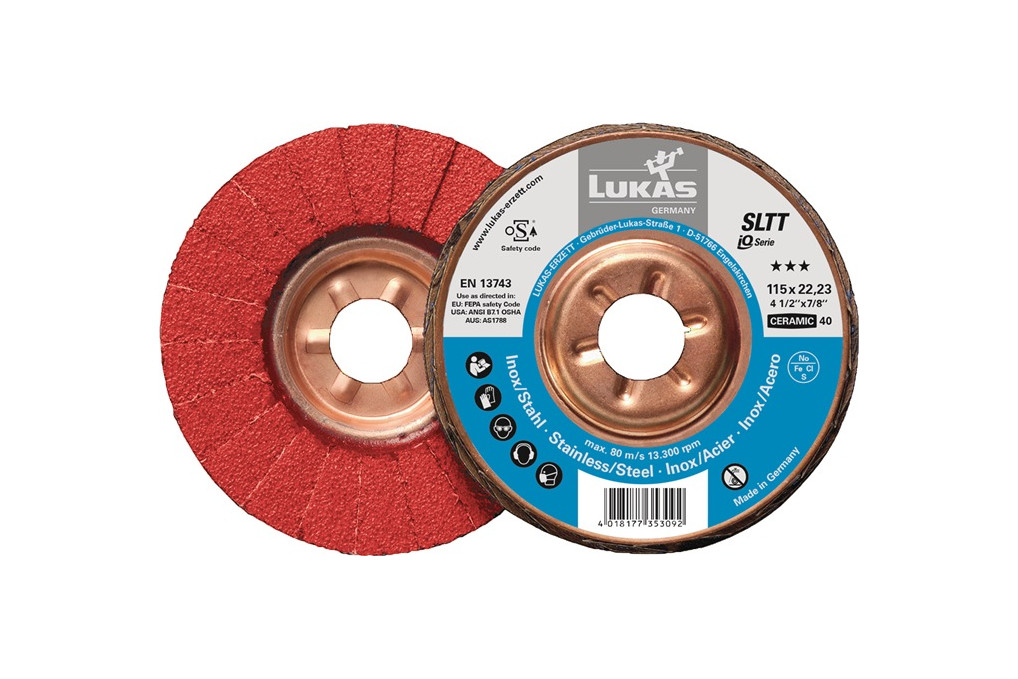 Fächerscheibe SLTT Ceramic D.125mm K.60 fl.INOX Stahl CO LUKAS Fächerscheibe SLTT Ceramic D.125mm K.60 fl.INOX Stahl CO LUKAS