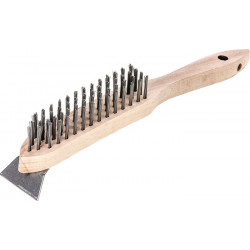 Drahtbürste m.Schaber L.290mm 0,35mm Stahldraht glatt 4 reihig LESSMANN