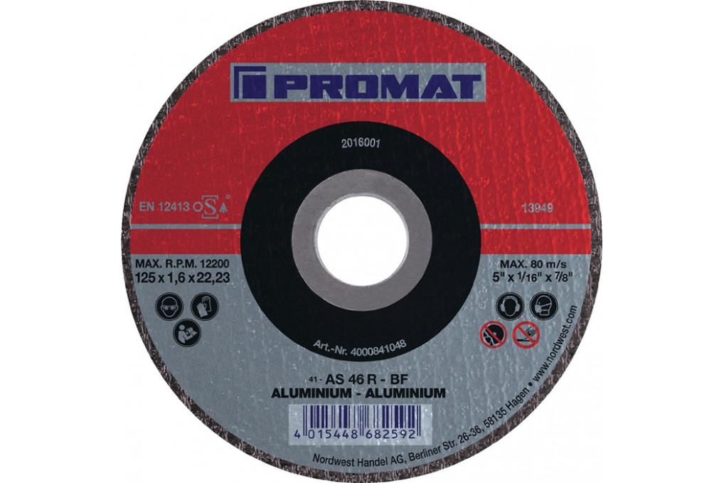 Trennscheibe ALU D125x1,6mm ger.Alu.Bohr.22,23mm PROMAT Trennscheibe ALU D125x1,6mm ger.Alu.Bohr.22,23mm PROMAT