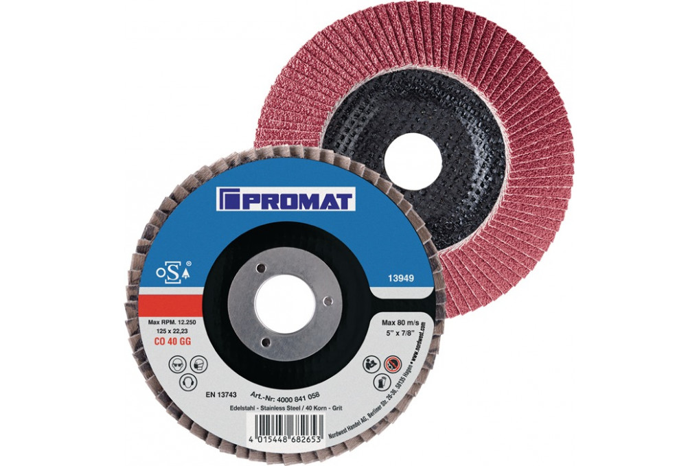 Fächerscheibe D.115mm K.60 kon.INOX CO PROMAT Fächerscheibe D.115mm K.60 kon.INOX CO PROMAT