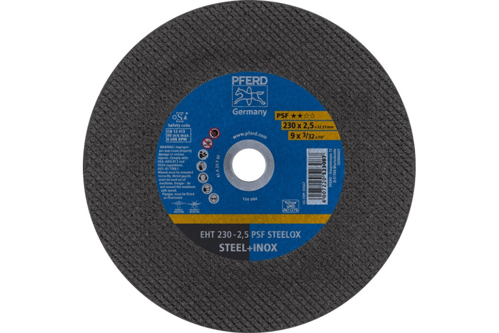 Trennscheibe PSF STEELOX D230x2,5mm ger.INOX Bohr.22,23mm PFERD Trennscheibe PSF STEELOX D230x2,5mm ger.INOX Bohr.22,23mm PFERD