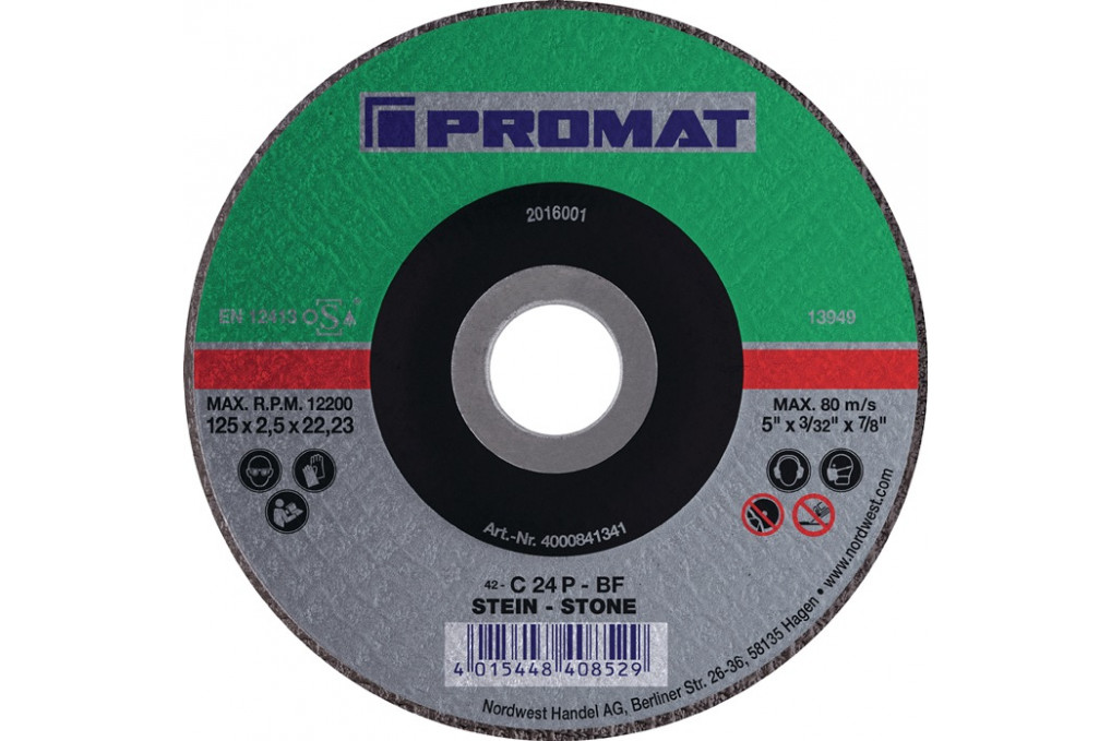 Trennscheibe STE D125x2,5mm gekr.STE Bohr.22,23mm PROMAT Trennscheibe STE D125x2,5mm gekr.STE Bohr.22,23mm PROMAT