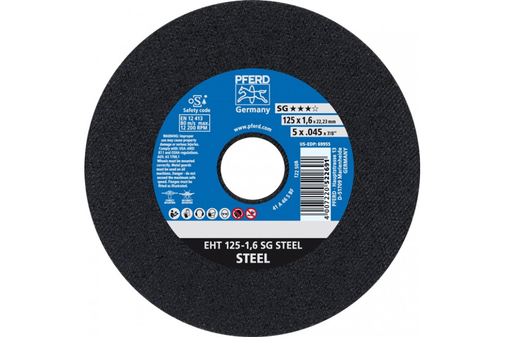 Trennscheibe SG STEEL D125x1,6mm ger.STA Bohr.22,23mm PFERD Trennscheibe SG STEEL D125x1,6mm ger.STA Bohr.22,23mm PFERD