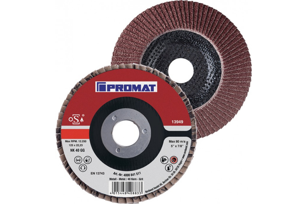 Fächerscheibe D.115mm K.60 kon.Stahl Holz NK PROMAT Fächerscheibe D.115mm K.60 kon.Stahl Holz NK PROMAT