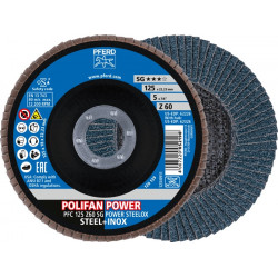 Fächerscheibe POLIFAN Z SG POWER STEELOX D.125mm K.60 INOX ZK Ausf.kon.PFERD Fächerscheibe POLIFAN Z SG POWER STEELOX D.125mm K.60 INOX ZK Ausf.kon.PFERD