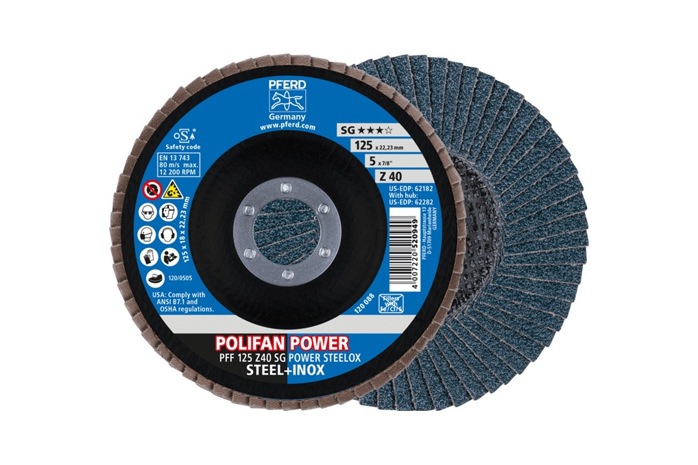 Fächerscheibe POLIFAN Z SG POWER STEELOX D.125mm K.40 INOX ZK Ausf.fl.PFERD