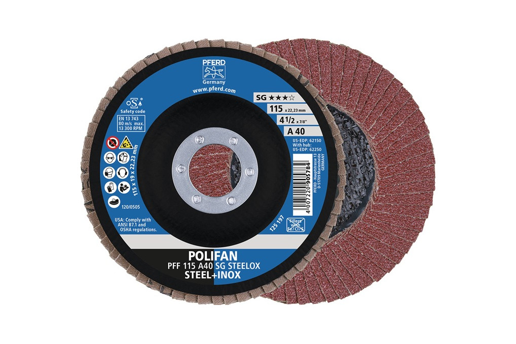 Fächerscheibe POLIFAN A SG STEELOX D.125mm K.80 kon.INOX NK PFERD Fächerscheibe POLIFAN A SG STEELOX D.125mm K.80 kon.INOX NK PFERD