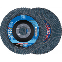 Fächerscheibe POLIFAN Z SGP CURVE STEELOX D.125mm K.40 INOX ZK Ausf.L PFERD