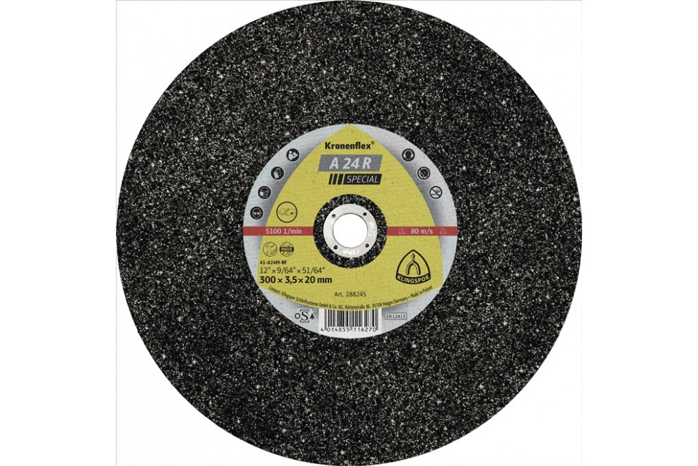 Trennscheibe A 924 R Special D356x4mm ger.STA Bohr.25,4mm KLINGSPOR Trennscheibe A 924 R Special D356x4mm ger.STA Bohr.25,4mm KLINGSPOR