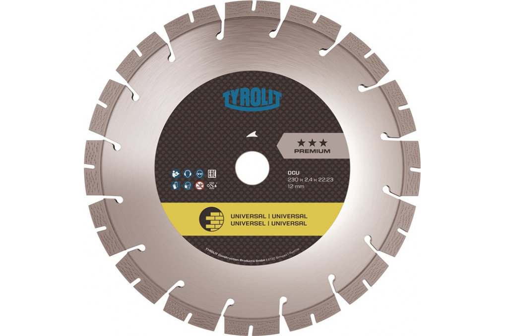 Diamanttrennscheibe DCU Premium D.125mm Bohr.22,23mm Bau univ.10mm TYROLIT