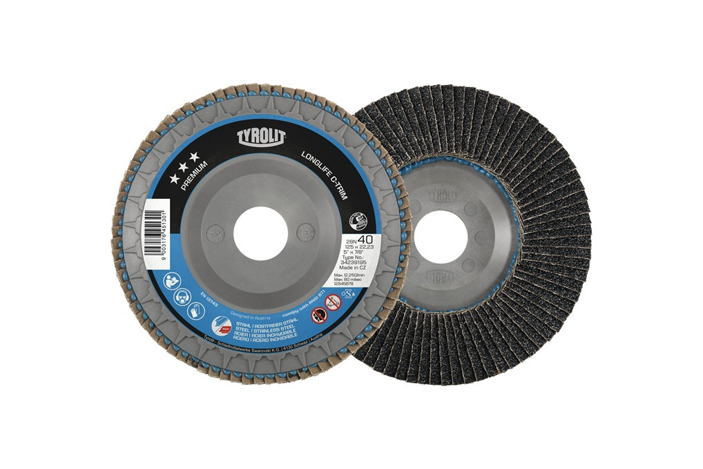 Fächerscheibe LONGLIFE C TRIM D.125mm K.120 fl.INOX Stahl ZK TYROLIT