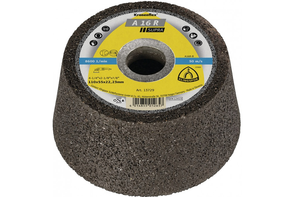 Schleiftopf C16 R 110 55mm Stein Beton (Guss bedingt) 16 Bohr.22,23mm KLINGSPOR