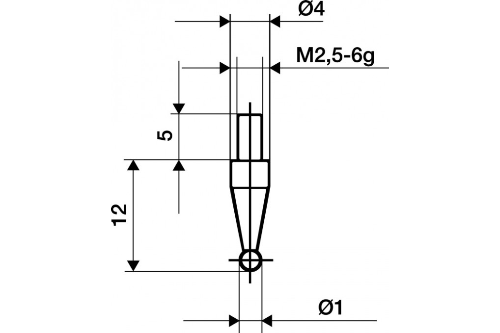 Messeins.D.1mm KGL M2,5 STA z.Messuhren KÄFER Messeins.D.1mm KGL M2,5 STA z.Messuhren KÄFER