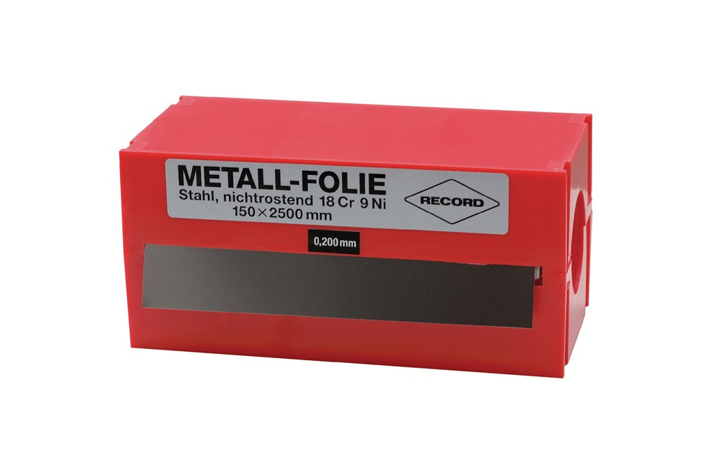 Metallfolie D.0,200mm VA 1.4301 L.2500mm B.150mm RECORD Metallfolie D.0,200mm VA 1.4301 L.2500mm B.150mm RECORD