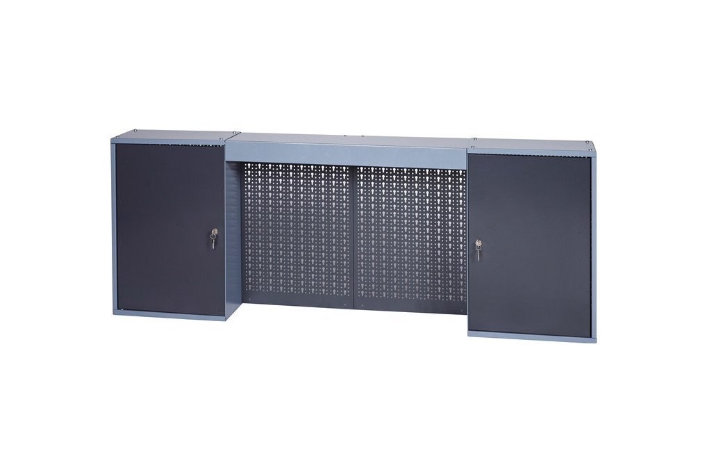Werkzeugschrank H600xB1600xT200mm silber anth.4 Lochrückwände,2 Türen