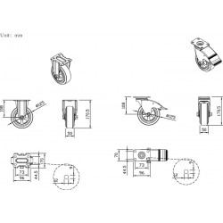 Rollensatz 4 tlg.4 Rollen,2x fix 2x schwenkbare Rl. Rollensatz 4 tlg.4 Rollen,2x fix 2x schwenkbare Rl.