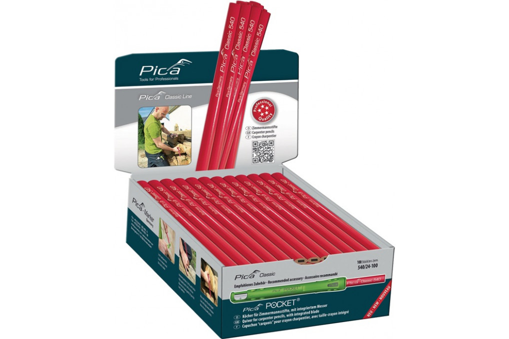 Zimmermannsbleistift Pica Classic 540 L.24cm 2H ungespitzt PICA Zimmermannsbleistift Pica Classic 540 L.24cm 2H ungespitzt PICA