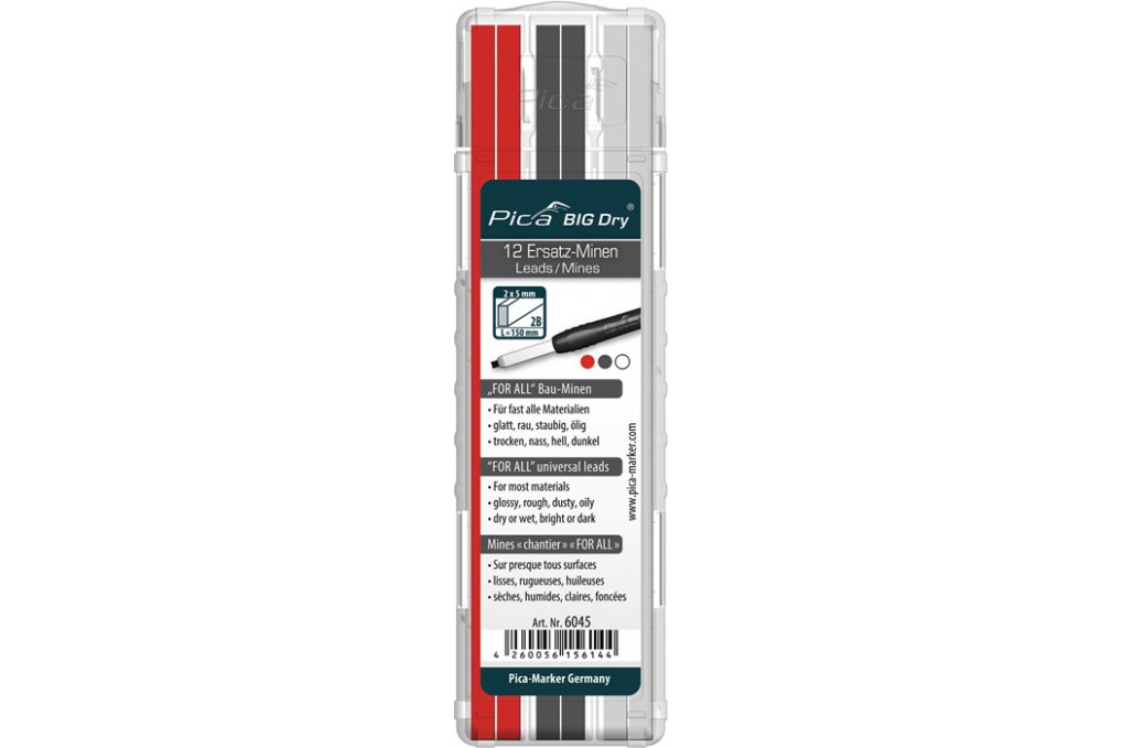 Minenset Pica BIG Dry je 4x graphit,weiß,rot, universell 12 Minen Set Minenset Pica BIG Dry je 4x graphit,weiß,rot, universell 12 Minen Set