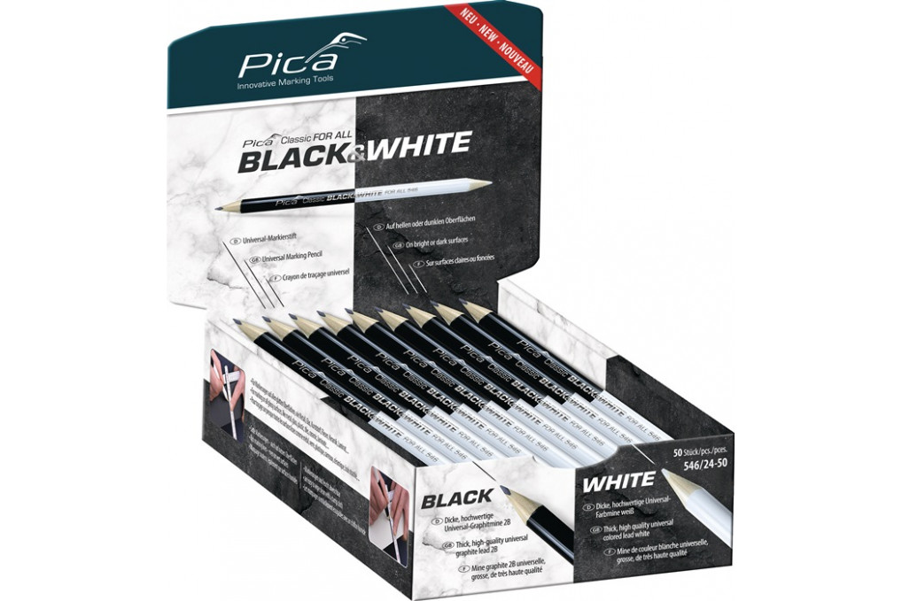 Markierstift Classic FOR ALL Black&White L.24cm 2B beids.gespitzt PICA Markierstift Classic FOR ALL Black&White L.24cm 2B beids.gespitzt PICA