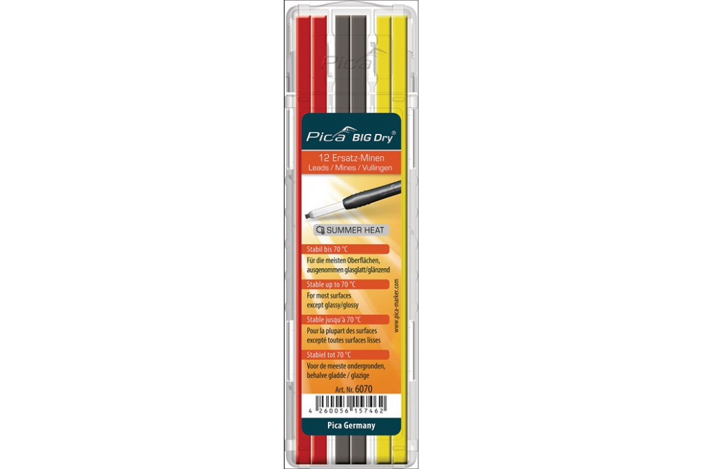 Minenset Pica BIG Dry 4x gelb 4x rot 4x graphit b.70Grad stabil 12 Minen Set Minenset Pica BIG Dry 4x gelb 4x rot 4x graphit b.70Grad stabil 12 Minen Set