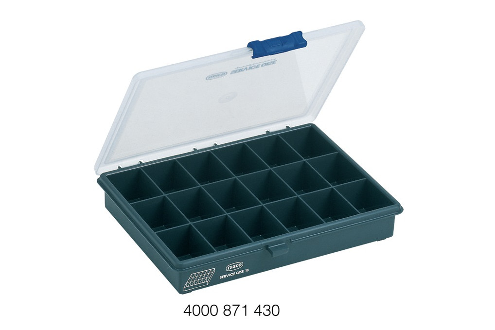 Sortimentskasten B240xT195xH43mm 18 Fächer transp.dunkelblau RAACO Sortimentskasten B240xT195xH43mm 18 Fächer transp.dunkelblau RAACO