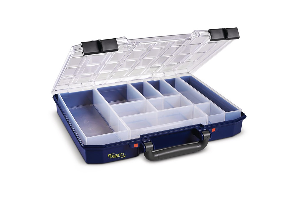 Sortimentskasten CarryLite 55 4x8 10 B337xT278xH57mm 10 Fächer blau RAACO Sortimentskasten CarryLite 55 4x8 10 B337xT278xH57mm 10 Fächer blau RAACO