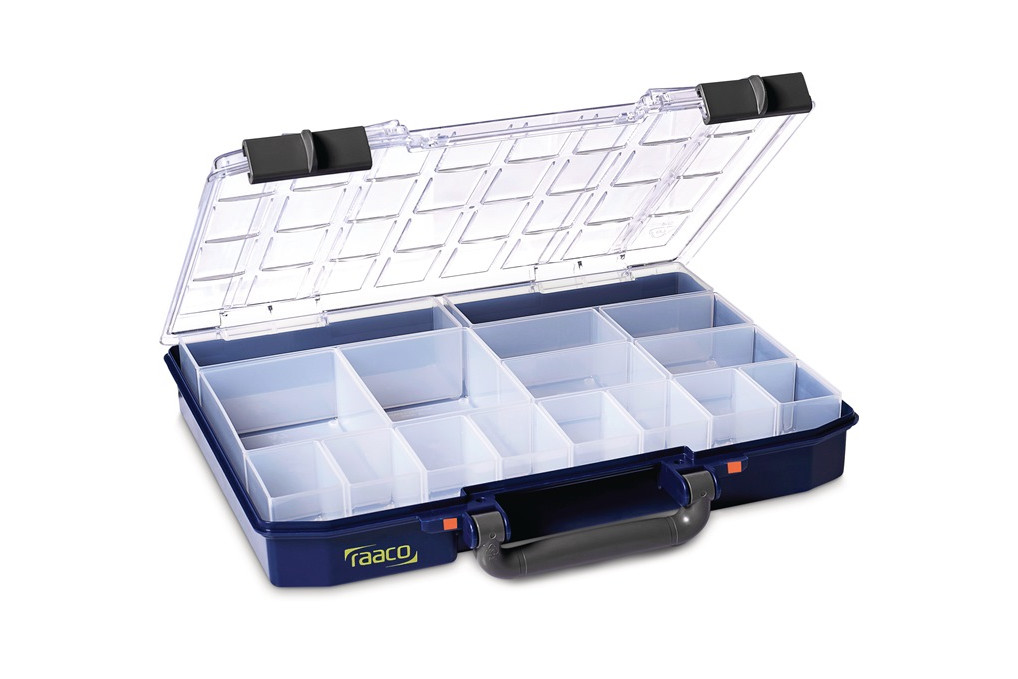 Sortimentskasten CarryLite 55 4x8 16 B337xT278xH57mm 16 Fächer blau RAACO Sortimentskasten CarryLite 55 4x8 16 B337xT278xH57mm 16 Fächer blau RAACO