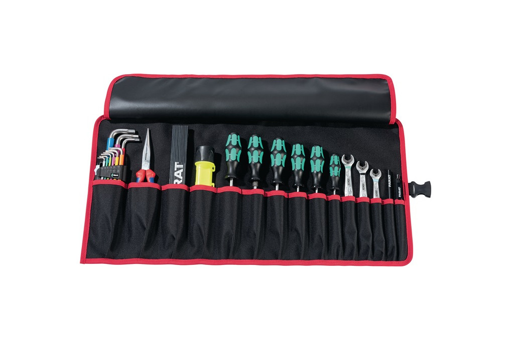 Werkzeugrolltasche 15 Fächer B670xH330mm Nyl.schwarz rot PARAT Werkzeugrolltasche 15 Fächer B670xH330mm Nyl.schwarz rot PARAT
