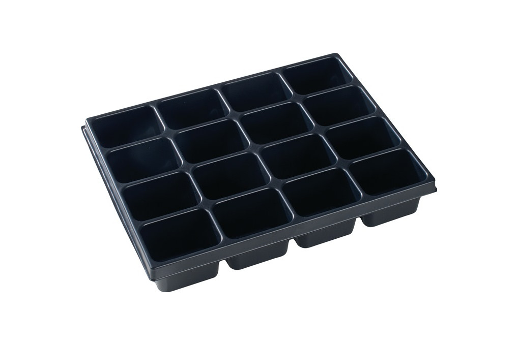 Kleinteileeinsatz i BOXX® iB 72 B349xT265xH63mm Polystyrol m.16 Mulden Kleinteileeinsatz i BOXX® iB 72 B349xT265xH63mm Polystyrol m.16 Mulden