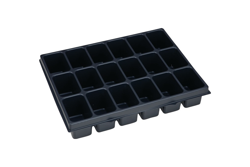 Kleinteileeinsatz i BOXX® iB 72 B349xT265xH63mm Polystyrol m.18 Mulden Kleinteileeinsatz i BOXX® iB 72 B349xT265xH63mm Polystyrol m.18 Mulden