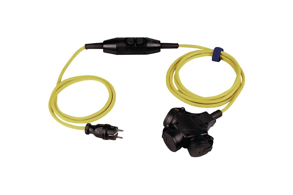 Schutzkontaktverlängerung 16A 230V 3x1,5mm² 4,5m H07RN F gelb IP44 JÄGER DIREKT