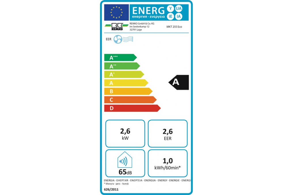Klimagerät MKT 255 ECO 2,6 kW 2,5 l h weiß 80 m³ REMKO Klimagerät MKT 255 ECO 2,6 kW 2,5 l h weiß 80 m³ REMKO