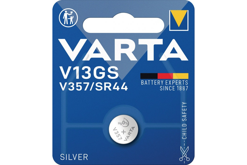 Knopfzelle Electronics 1,55 V 125 mAh SR44 11,6x5,4mm VARTA Knopfzelle Electronics 1,55 V 125 mAh SR44 11,6x5,4mm VARTA