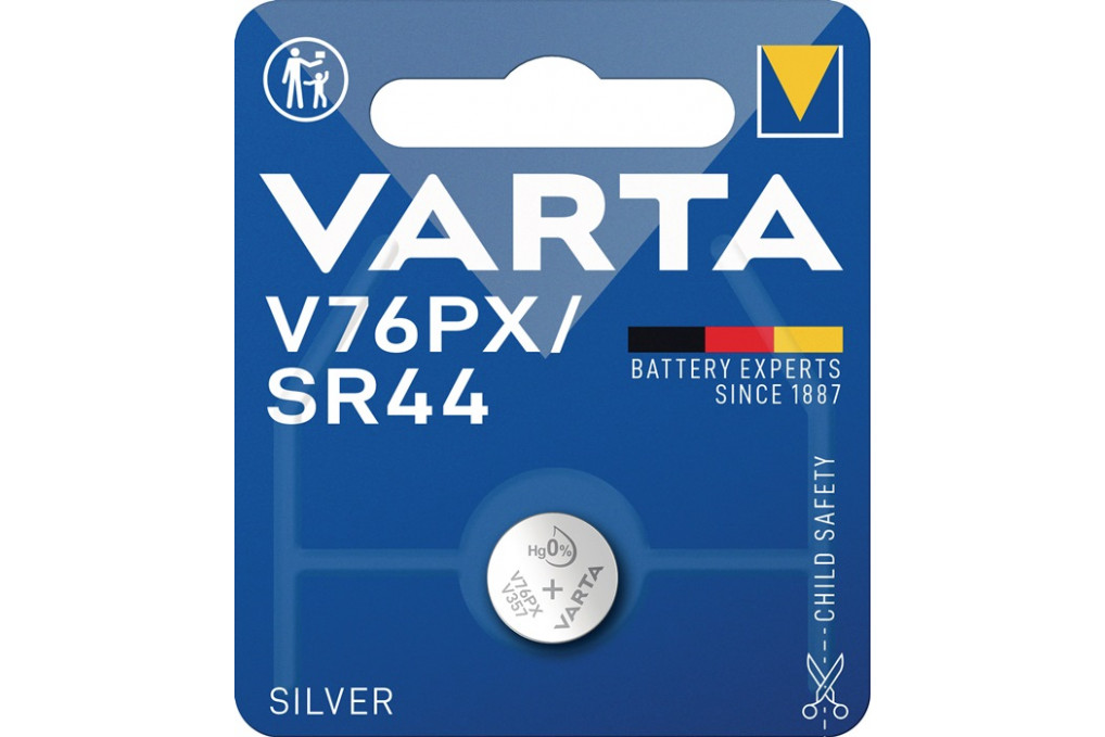 Knopfzelle Electronics 1,55 V 145 mAh SR44 11,6x5,4mm VARTA Knopfzelle Electronics 1,55 V 145 mAh SR44 11,6x5,4mm VARTA