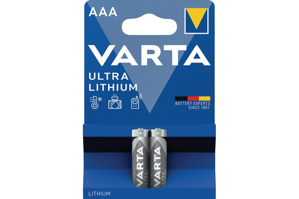 Batterie ULTRA Lithium 1,5 V AAA Micro 1100 mAh FR10G445 6103 2 St. Bl.VARTA Batterie ULTRA Lithium 1,5 V AAA Micro 1100 mAh FR10G445 6103 2 St. Bl.VARTA