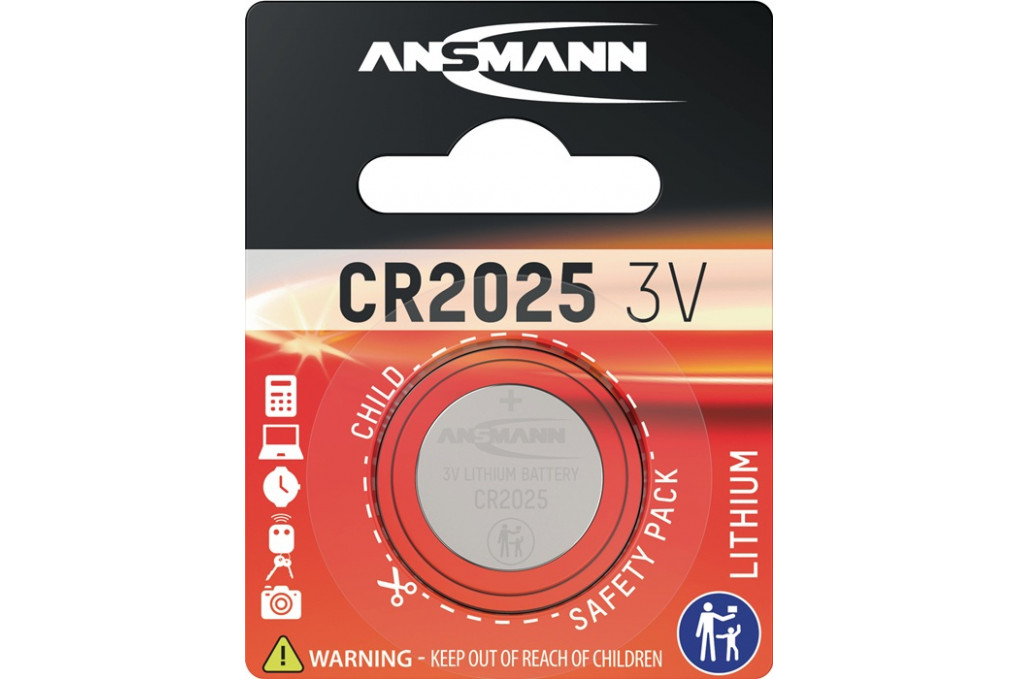 Knopfzelle 3 V 165 mAh CR2025 20x2,5mm 1 St. Bl.ANSMANN Knopfzelle 3 V 165 mAh CR2025 20x2,5mm 1 St. Bl.ANSMANN
