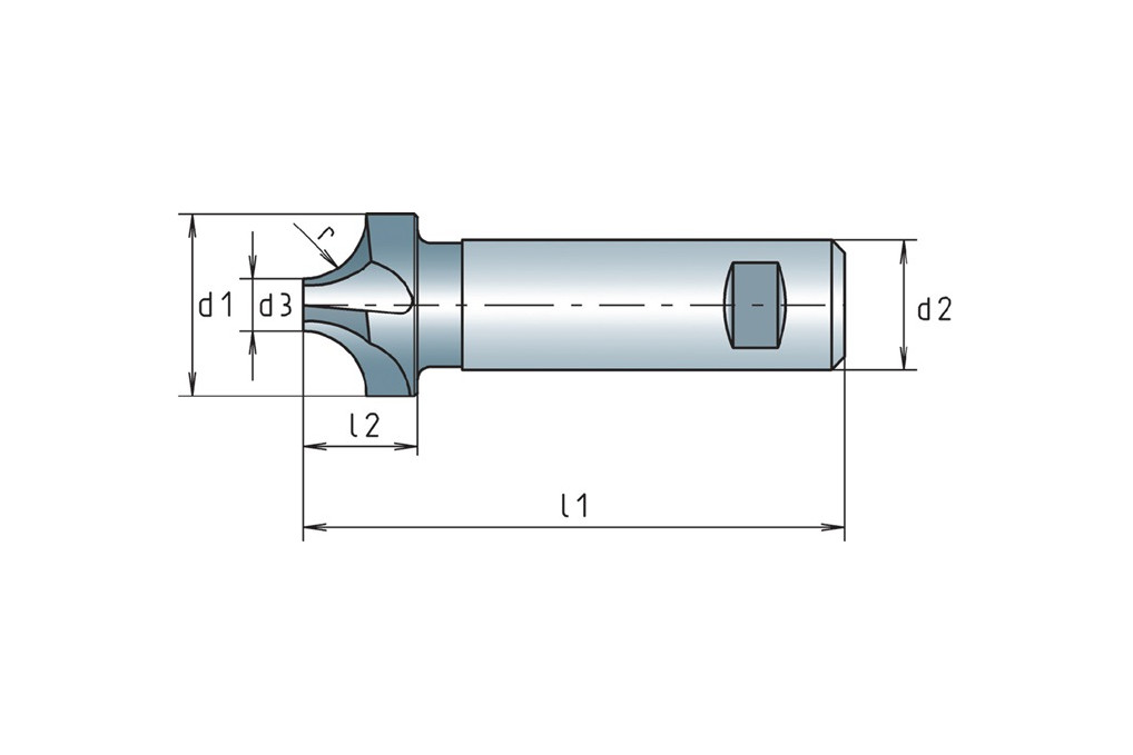 Viertelkreisprofilfräser DIN 6518B TypN R.3mm D.12mm HSS Co Weldon Viertelkreisprofilfräser DIN 6518B TypN R.3mm D.12mm HSS Co Weldon